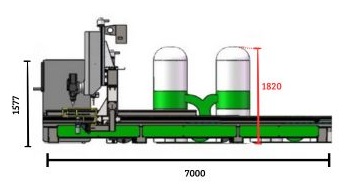 Dimensões Robust Plus - Vista Lateral COM Mesa de Descarga